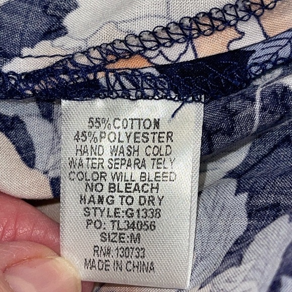 Umgee Women's Caftan Size M Blue Floral Print 3/4 Sleeves Kimono Open Boho - Picture 9 of 9